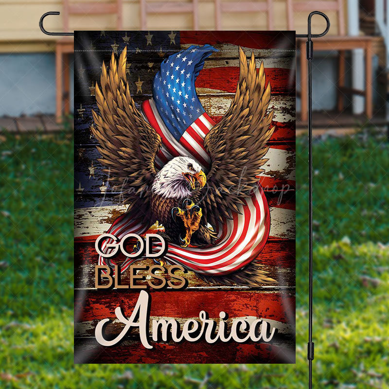 Lofaris Lofris Eagle God Bless America Independence Day Garden Flag