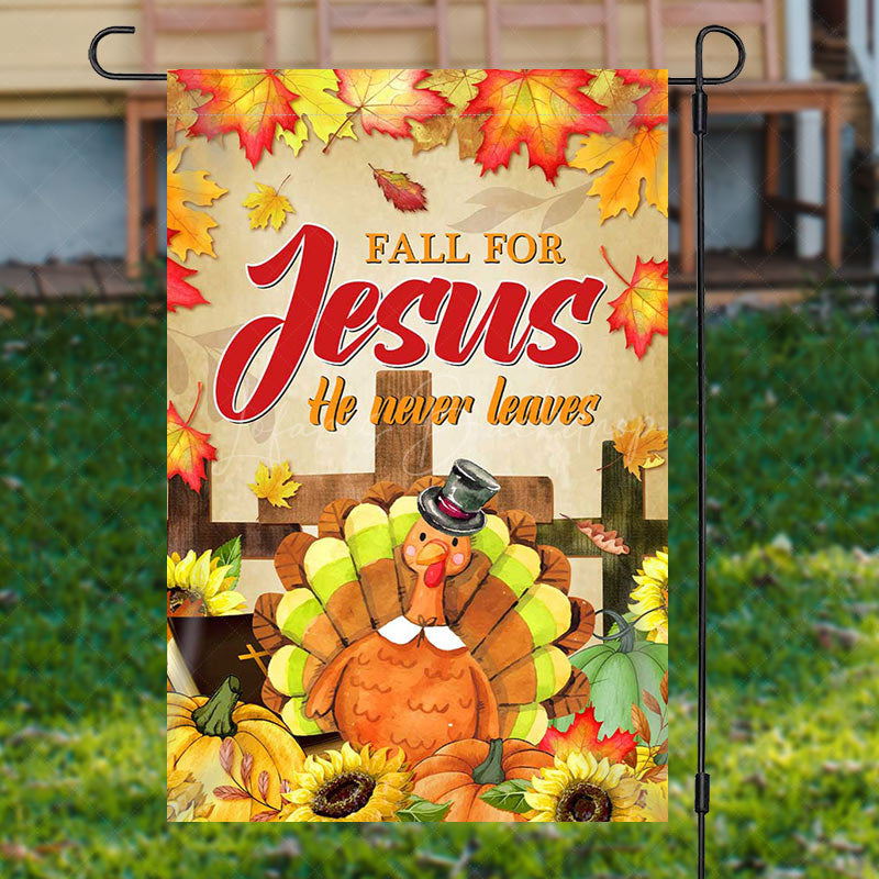 Lofaris Lofris Fall For Jesus Turkey Pumpkin Autumn Garden Flag