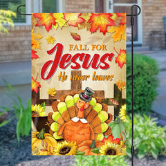 Lofaris Lofris Fall For Jesus Turkey Pumpkin Autumn Garden Flag