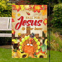 Lofaris Lofris Fall For Jesus Turkey Pumpkin Autumn Garden Flag