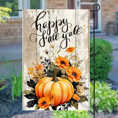 Lofaris Lofris Pumpkin Floral Retro Wooden Thanksgiving Garden Flag