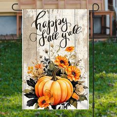 Lofaris Lofris Pumpkin Floral Retro Wooden Thanksgiving Garden Flag