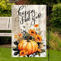 Lofaris Lofris Pumpkin Floral Retro Wooden Thanksgiving Garden Flag