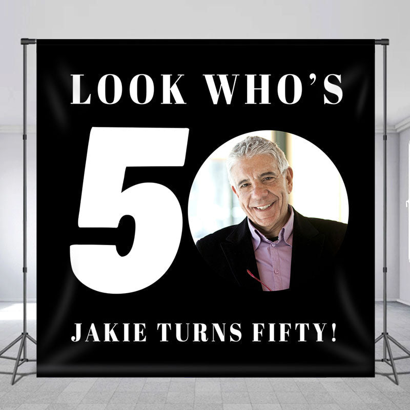 Lofaris Looks Whos 50Th Photo Custom Birthday Backdrop For Men