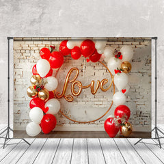 Lofaris Love Balloon Arch Brick Wall Valentines Day Backdrop