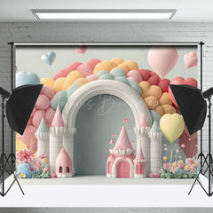 Lofaris Love Balloon Castle Cake Smash Photography Backdrop