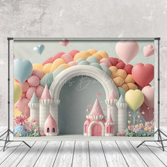 Lofaris Love Balloon Castle Cake Smash Photography Backdrop