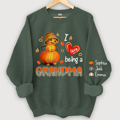 Lofaris I Love Being A Grandma Leopard Shirt Pumpkin Fall Personalized Autumn Sweatshirt