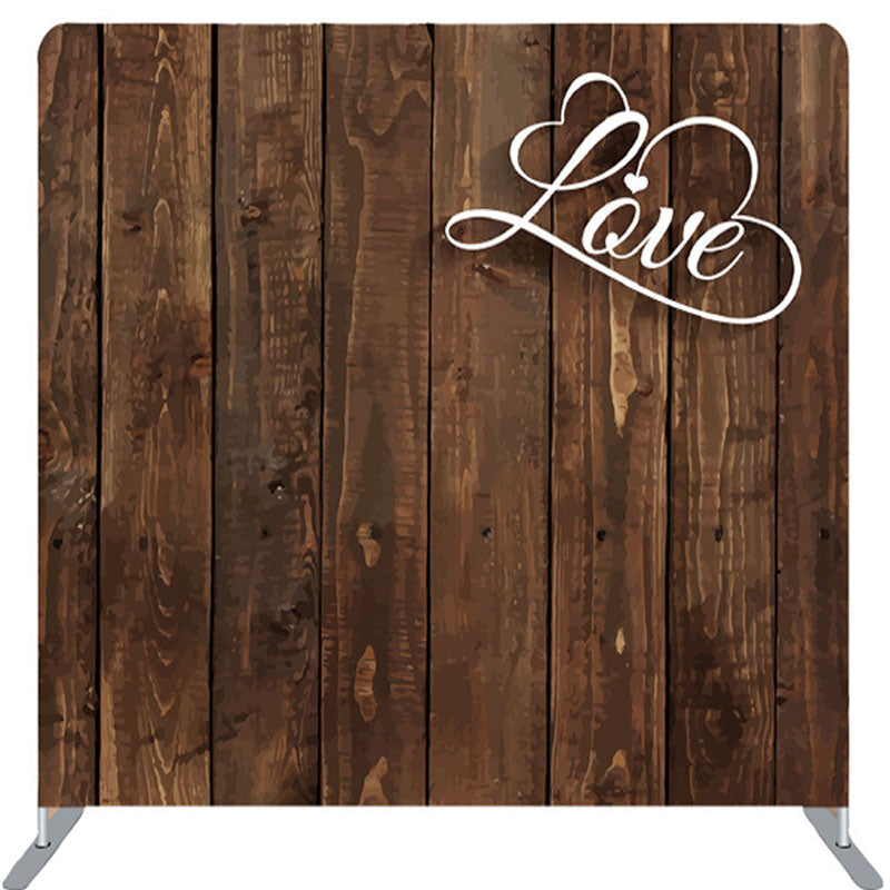 Lofaris Love Dark Brown Wood Wall Fabric Photo Backdrop Cover