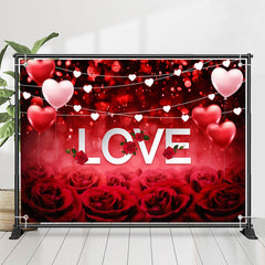 Lofaris Love Dark Red Rose Bokeh Valentines Day Backdrop