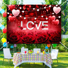 Lofaris Love Dark Red Rose Bokeh Valentines Day Backdrop