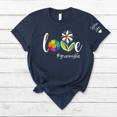 Lofaris Love Flower Grandma Life Kids Name Custom T - Shirt