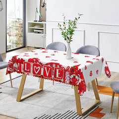 Lofaris Love Gifts Red Stripe Heart Bows Valentines Tablecloth