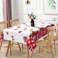 Lofaris Love Gifts Red Stripe Heart Bows Valentines Tablecloth