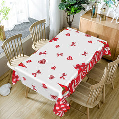 Lofaris Love Gifts Red Stripe Heart Bows Valentines Tablecloth