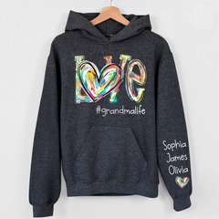 Lofaris Love Grandma Heart Life Color Clipart Custom Hoodie