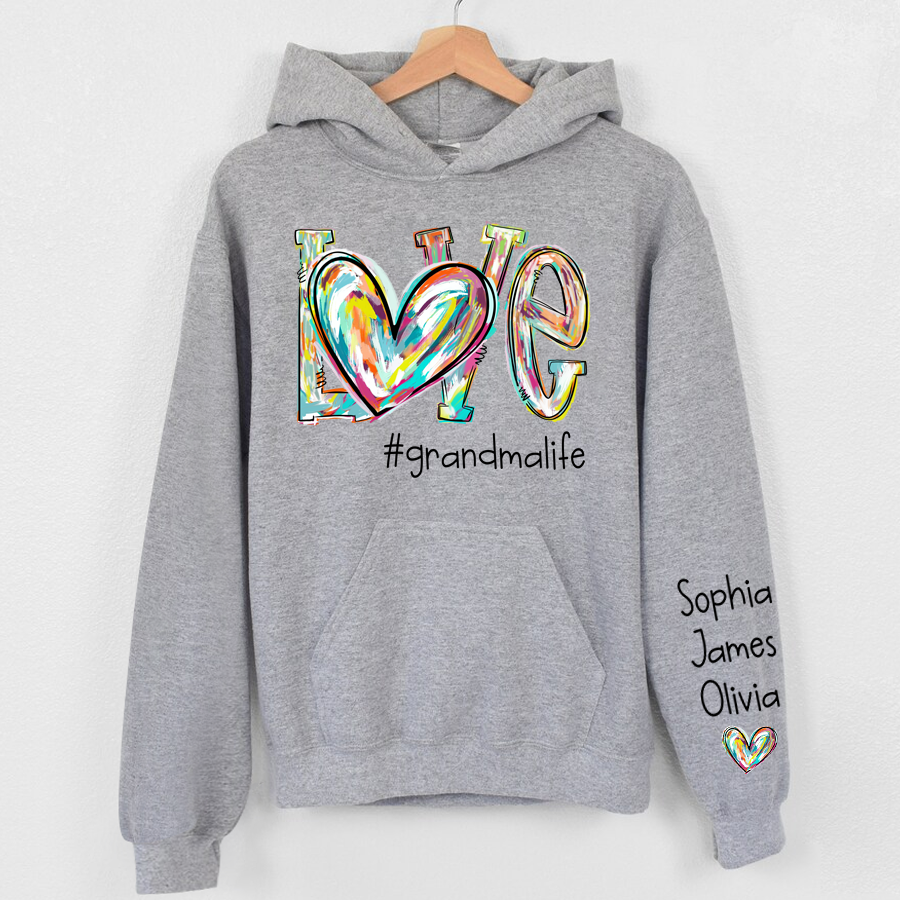 Lofaris Love Grandma Heart Life Color Clipart Custom Hoodie