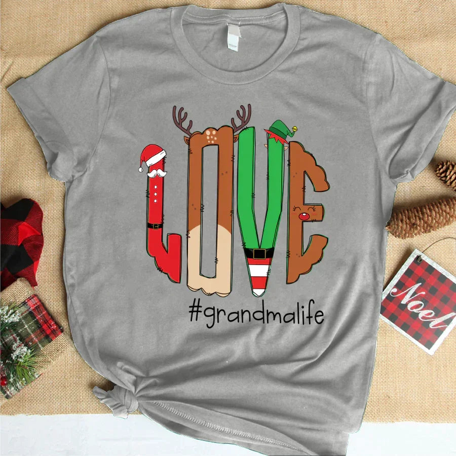 Lofaris Love Grandma Life Antler Christmas Gift T-Shirt