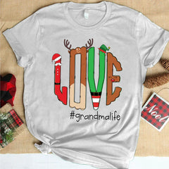 Lofaris Love Grandma Life Antler Christmas Gift T-Shirt