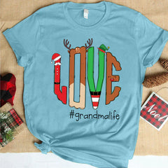 Lofaris Love Grandma Life Antler Christmas Gift T-Shirt