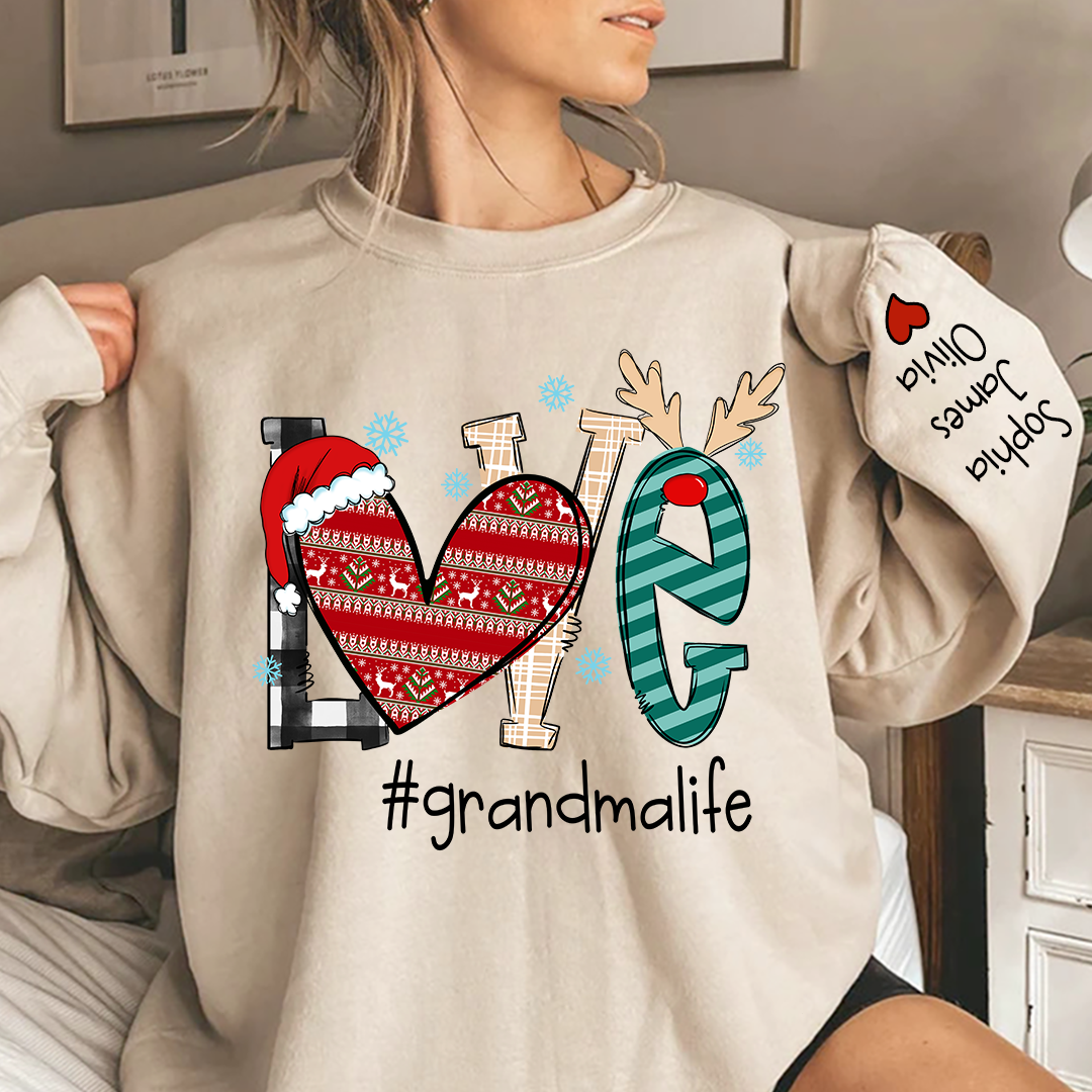 Lofaris Love Grandma Life Christmas Custom Name Sweatshirt