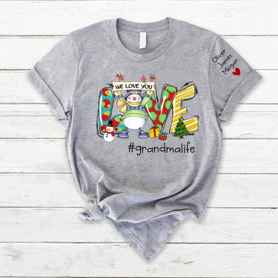 Lofaris Love Grandma Life Christmas Snowman Custom T-Shirt