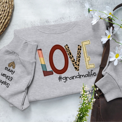 Lofaris Love Grandma Life Grandkids Leopard Custom Sweatshirt