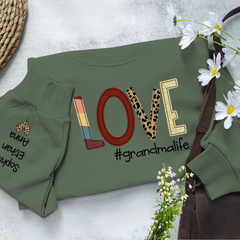 Lofaris Love Grandma Life Grandkids Leopard Custom Sweatshirt