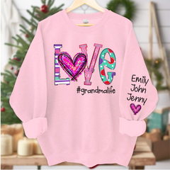 Lofaris Love Grandma Life Heart Grandkids Custom Sweatshirt