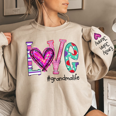 Lofaris Love Grandma Life Heart Grandkids Custom Sweatshirt