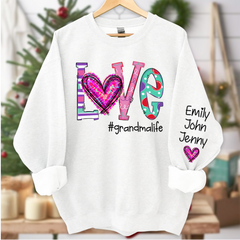 Lofaris Love Grandma Life Heart Grandkids Custom Sweatshirt