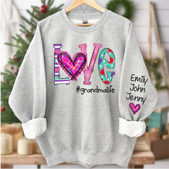 Lofaris Love Grandma Life Heart Grandkids Custom Sweatshirt