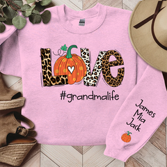 Lofaris Love Grandma Life Leopard Pumpkin Custom Sweatshirt