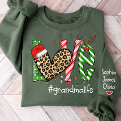 Lofaris Merry Christmas Love grandmalife Sweatshirt with Grandkids