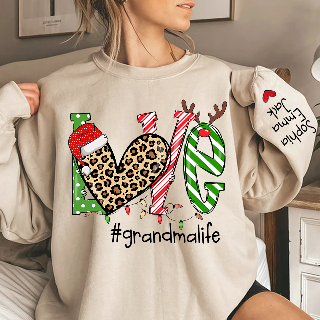 Lofaris Merry Christmas Love grandmalife Sweatshirt with Grandkids