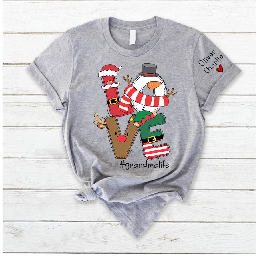 Lofaris Love Grandma Life Personalized Christmas T-Shirt