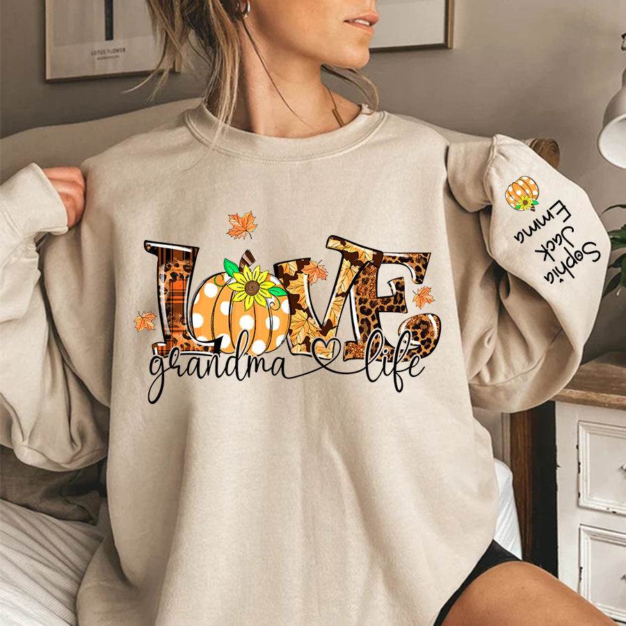 Lofaris Love Grandma Life Pumpkin Autumn Custom Sweatshirt