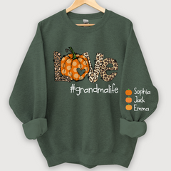 Lofaris Love Grandma Life Pumpkin Leopard Custom Sweatshirt