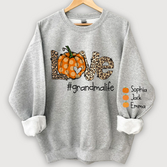 Lofaris Love Grandma Life Pumpkin Leopard Custom Sweatshirt