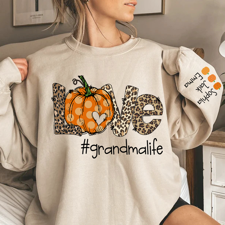 Lofaris Love Grandma Life Pumpkin Leopard Custom Sweatshirt