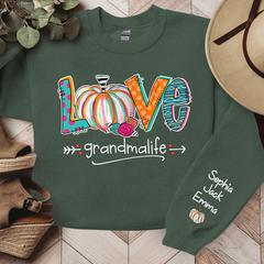 Lofaris Love Grandma Life Pumpkins Custom Name Sweatshirt