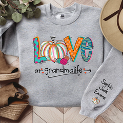 Lofaris Love Grandma Life Pumpkins Custom Name Sweatshirt