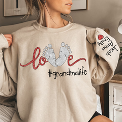 Lofaris Glitter Love Grandma Life Custom Kids Names Sweatshirt