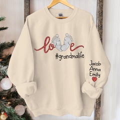 Lofaris Glitter Love Grandma Life Custom Kids Names Sweatshirt