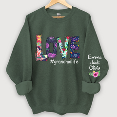 Lofaris Love Grandmalife Foral And Grandkids Sweatshirt