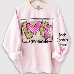 Lofaris Love grandmalife pink giltter Sweatshirt with kids Valentine¡¯s Day