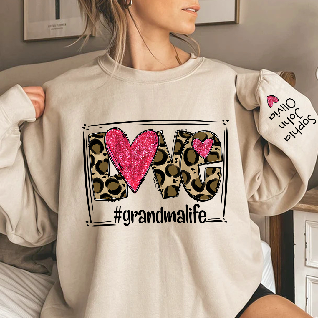 Lofaris Love Grandmalife Leopard Grandkids Custom Sweatshirt