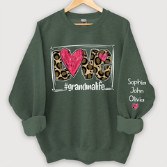 Lofaris Love Grandmalife Leopard Grandkids Custom Sweatshirt