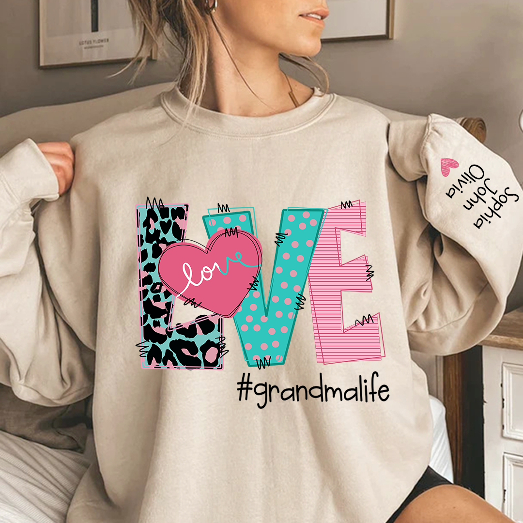 Lofaris Love Grandmalife Leopard And Grandkids Sweatshirt