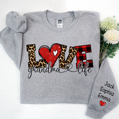 Lofaris Valentive Giltter Love Grandmalife And Kids Custom Name Sweatshirt